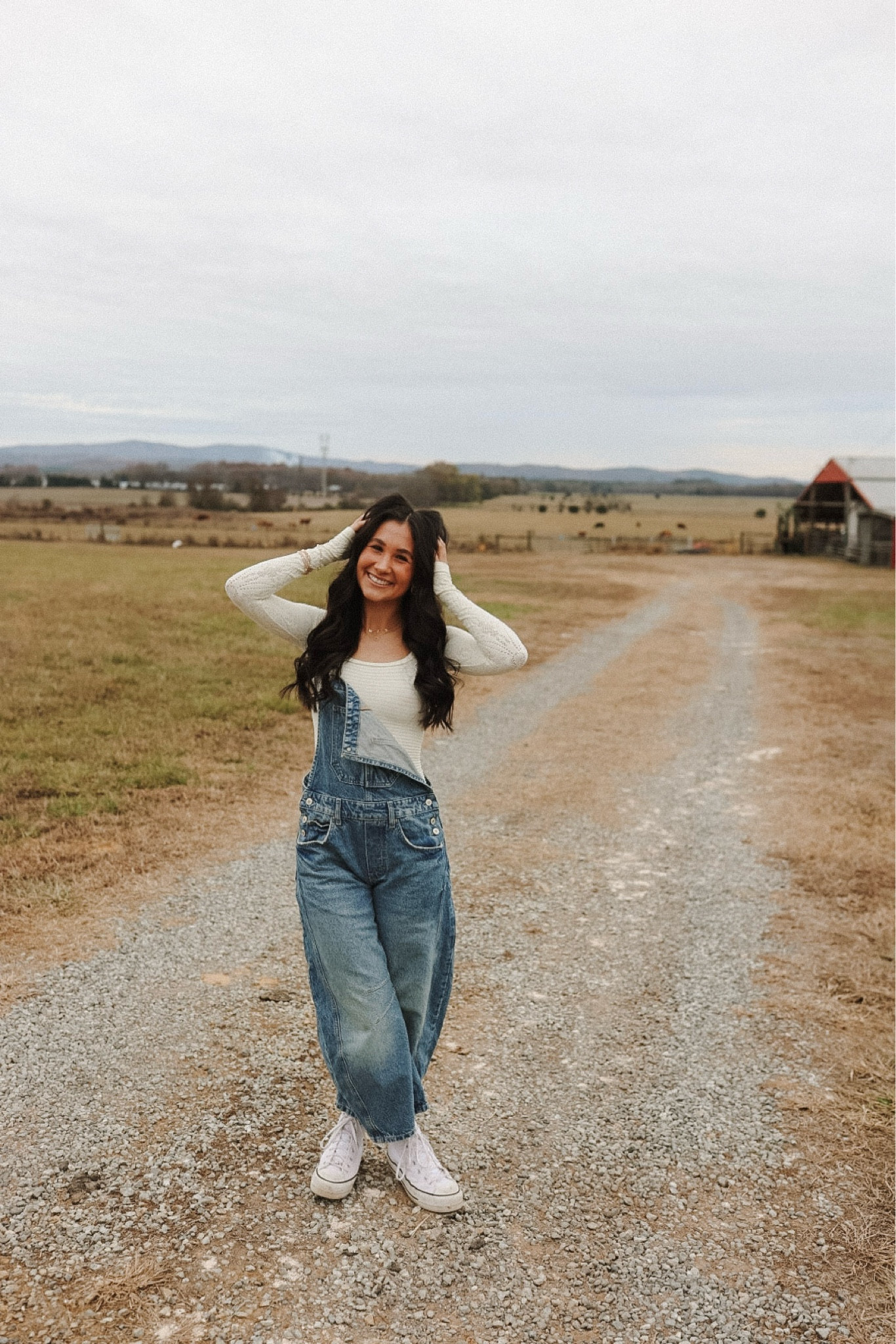 senior photo outfit 🤍🤍
the cutest overalls!!
small in top 
small in overalls 

#LTKStyleTip #LTKGiftGuide