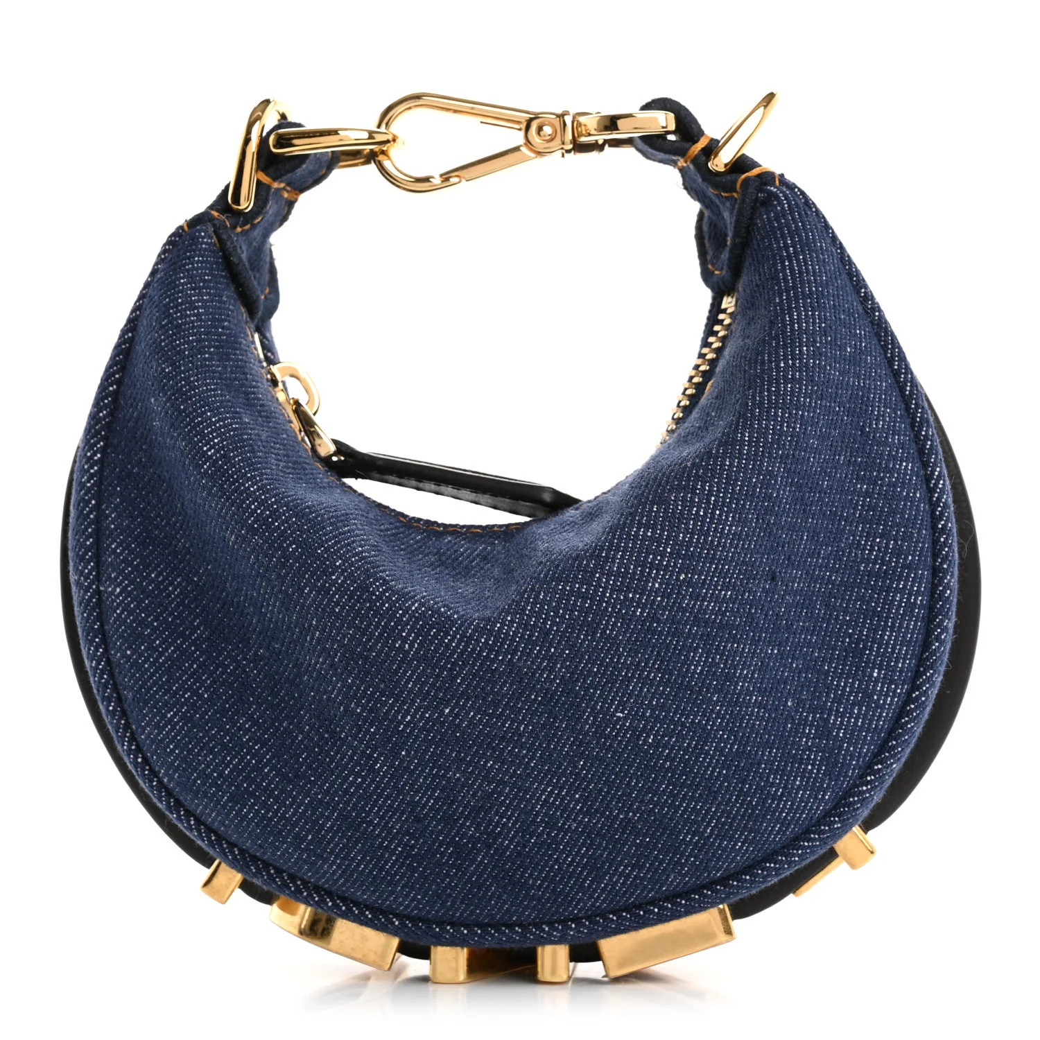 Denim Shiny Nappa Nano Fendigraphy Hobo Charm Blue Moro | FASHIONPHILE (US)