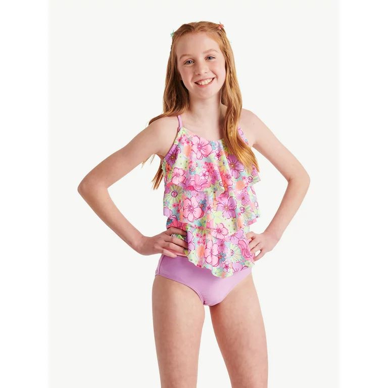 Justice Girls Beach Ruffle Tankini Swimsuit, Sizes 5-18 | Walmart (US)