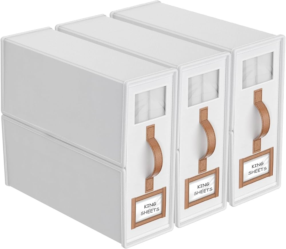 3-Pack Foldable Bed Sheets Set Organizers and Storage(King & Queen Size),Linen Fabric Closet Orga... | Amazon (US)