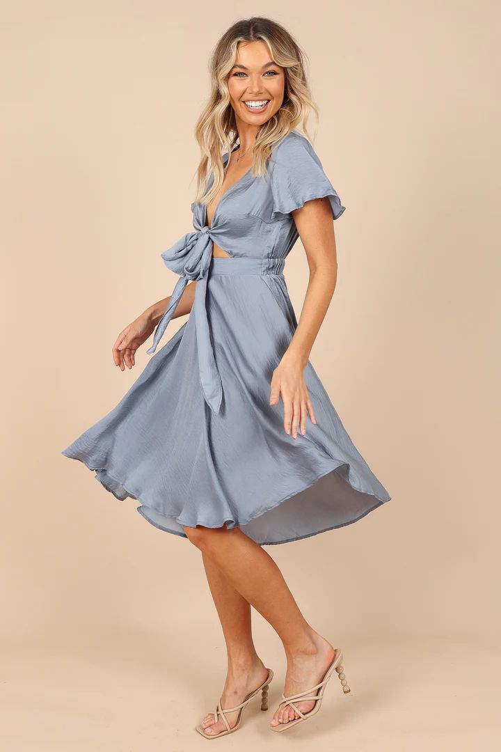 AMANDA HI LO TIE FRONT DRESS - BLUE | Petal & Pup (US)