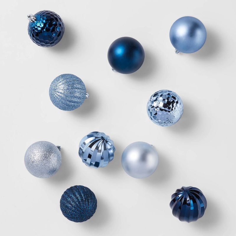 100ct Christmas Tree Ornament Set Dark Blue/Silver - Wondershop&#8482; | Target