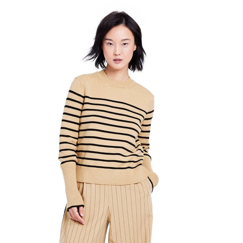 Women's Striped Crewneck Sweater - La Ligne x Target Tan/Black | Target