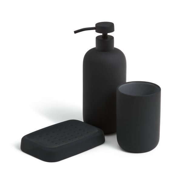 Habitat 3 Piece Soft Touch Accessory Set - Black | Habitat UK