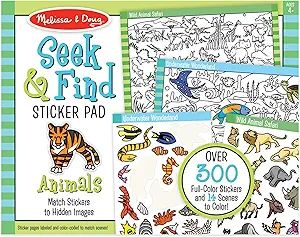 Melissa & Doug Seek and Find Sticker Pad, Animals (400+ Stickers, 14 Scenes to Color) - Search An... | Amazon (US)