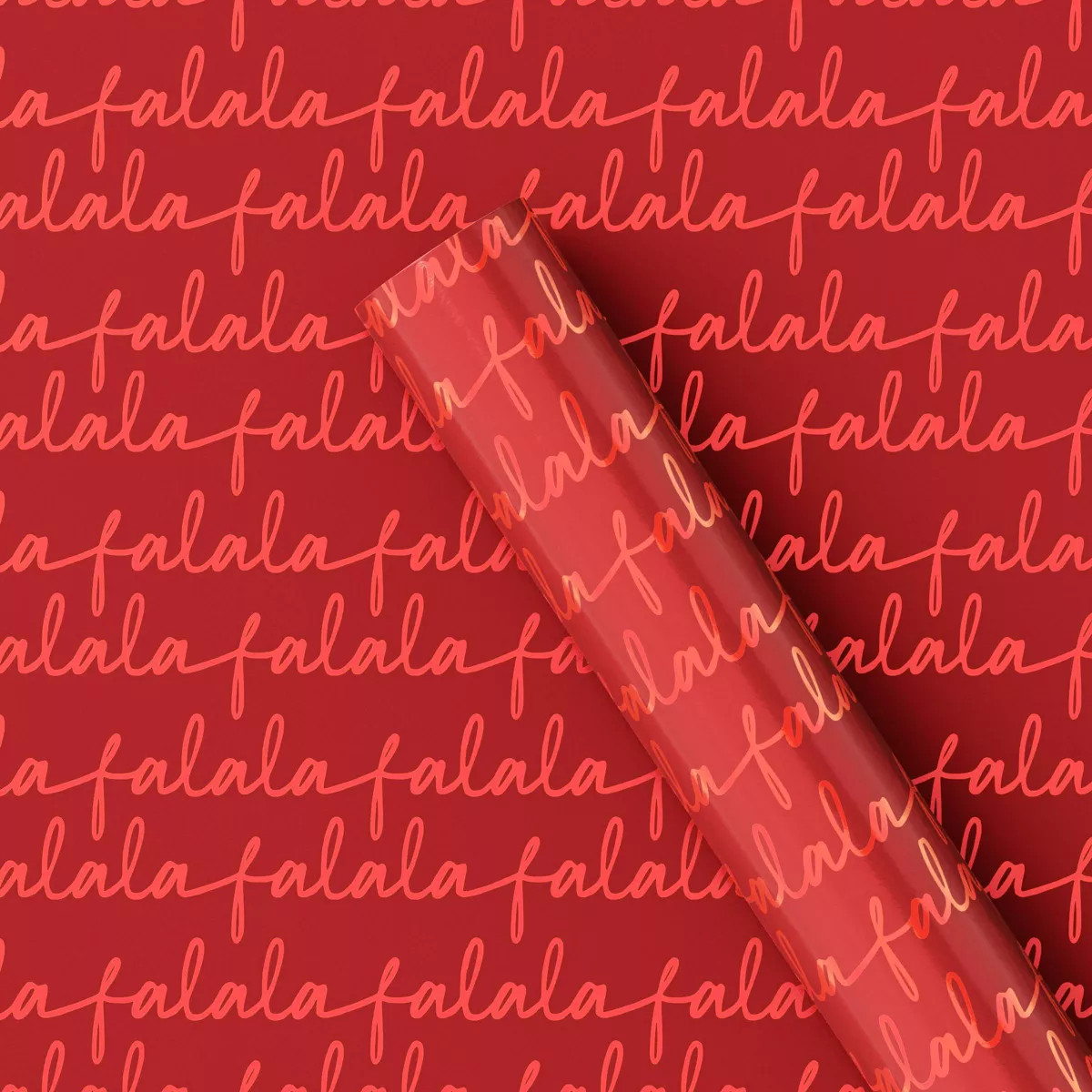 25 sq ft 'Fa La La' Christmas Gift Wrap Red - Wondershop™: Paper, Typography Pattern, 30" Width... | Target