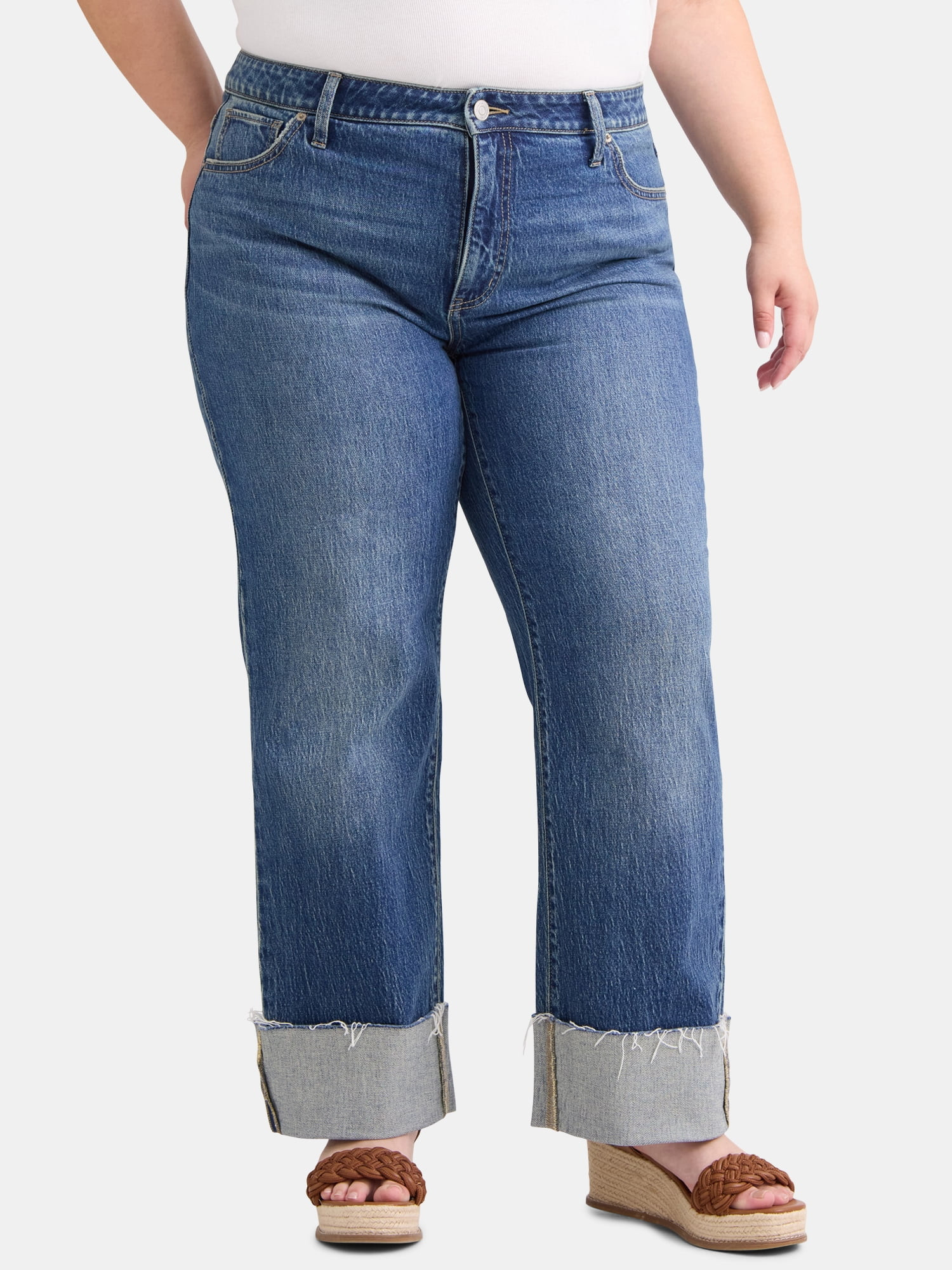 Terra & Sky Women's Plus Size Denim High Rise Wide Leg Jeans, 29" Inseam, Sizes 14W-28W | Walmart (US)