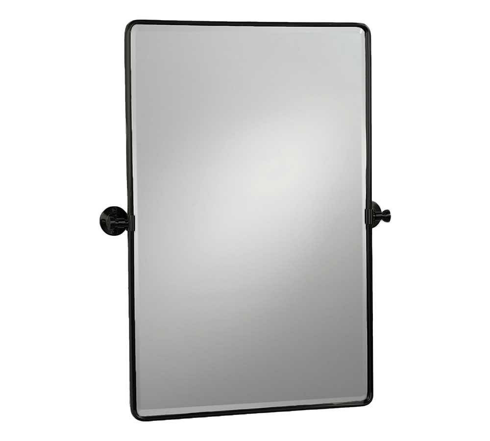 Matte Black Vintage Rounded Rectangle Pivot Mirror, 27x35&amp;quot; | Pottery Barn (US)