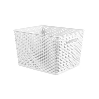Large Y-Weave Decorative Storage Basket White - Brightroom™: Cut-Out Handles, Fits 11" Cube Sys... | Target