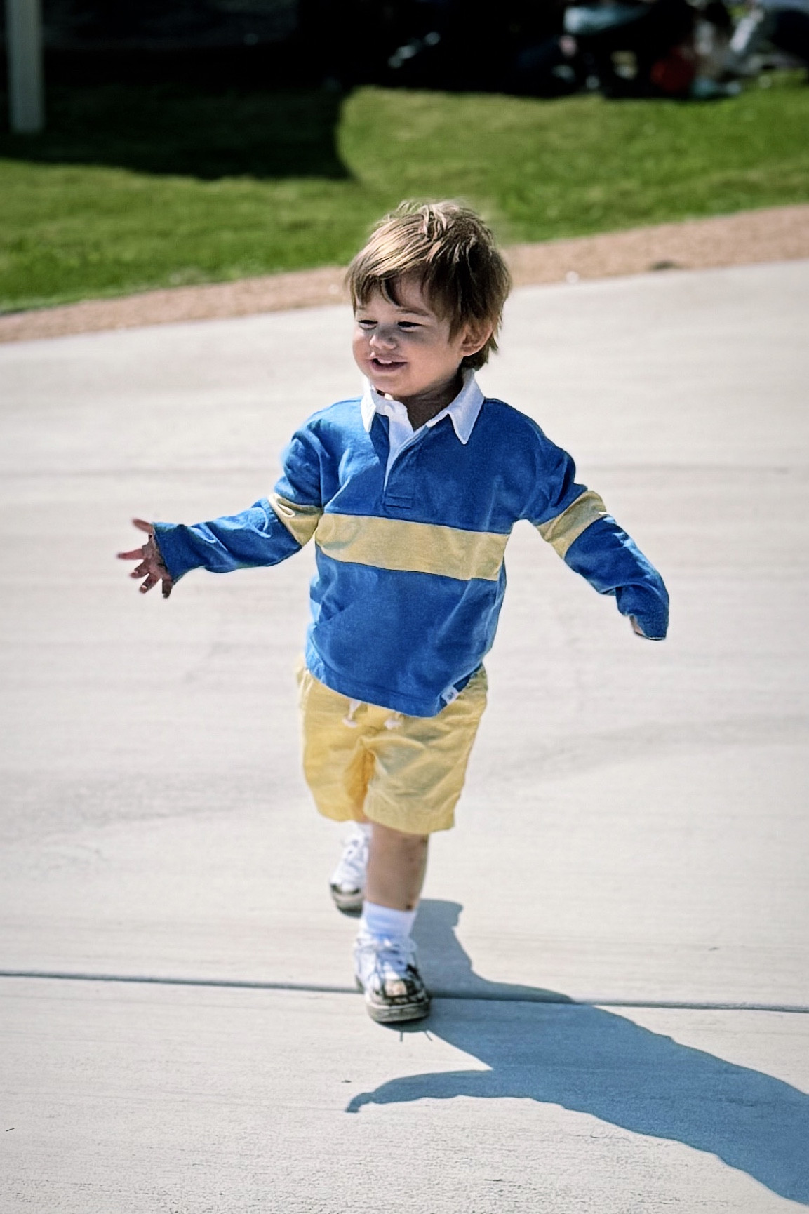 Toddler boy spring style ☀️ 🌸 
P is wearing a blue and yellow color block polo and matching yellow shorts from gap factory with white kids air force ones from kids foot locker. Ignore the dirt on his shoes (he had some fun in the mud 😜)

#LTKkids #LTKSeasonal #LTKstyletip