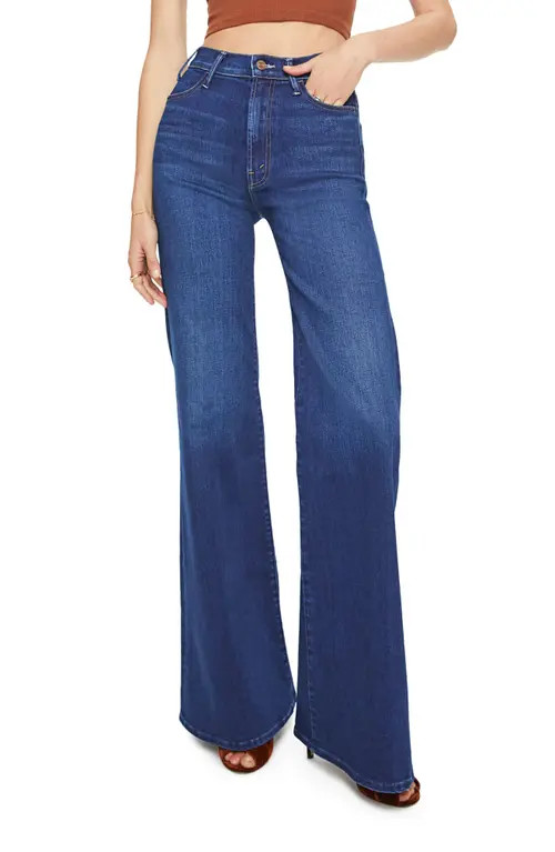 MOTHER The Hustler Roller Heel High Waist Wide Leg Jeans in Small Pleasures at Nordstrom, Size 34 | Nordstrom