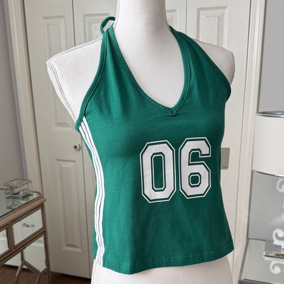 Rebellious One Green Halter Tank Top w/ '06' Graphic - So Cute Sz L | Poshmark