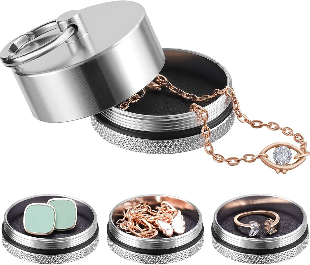 Aluminum Mini Traveling Jewelry Holder Storage with Easy-Access Clasp, Compact Safe Storage for R... | Amazon (US)