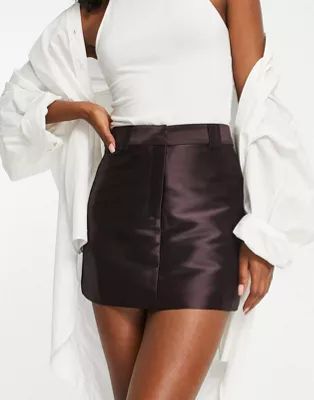 Topshop structure a line mini skirt blackurrent | ASOS (Global)