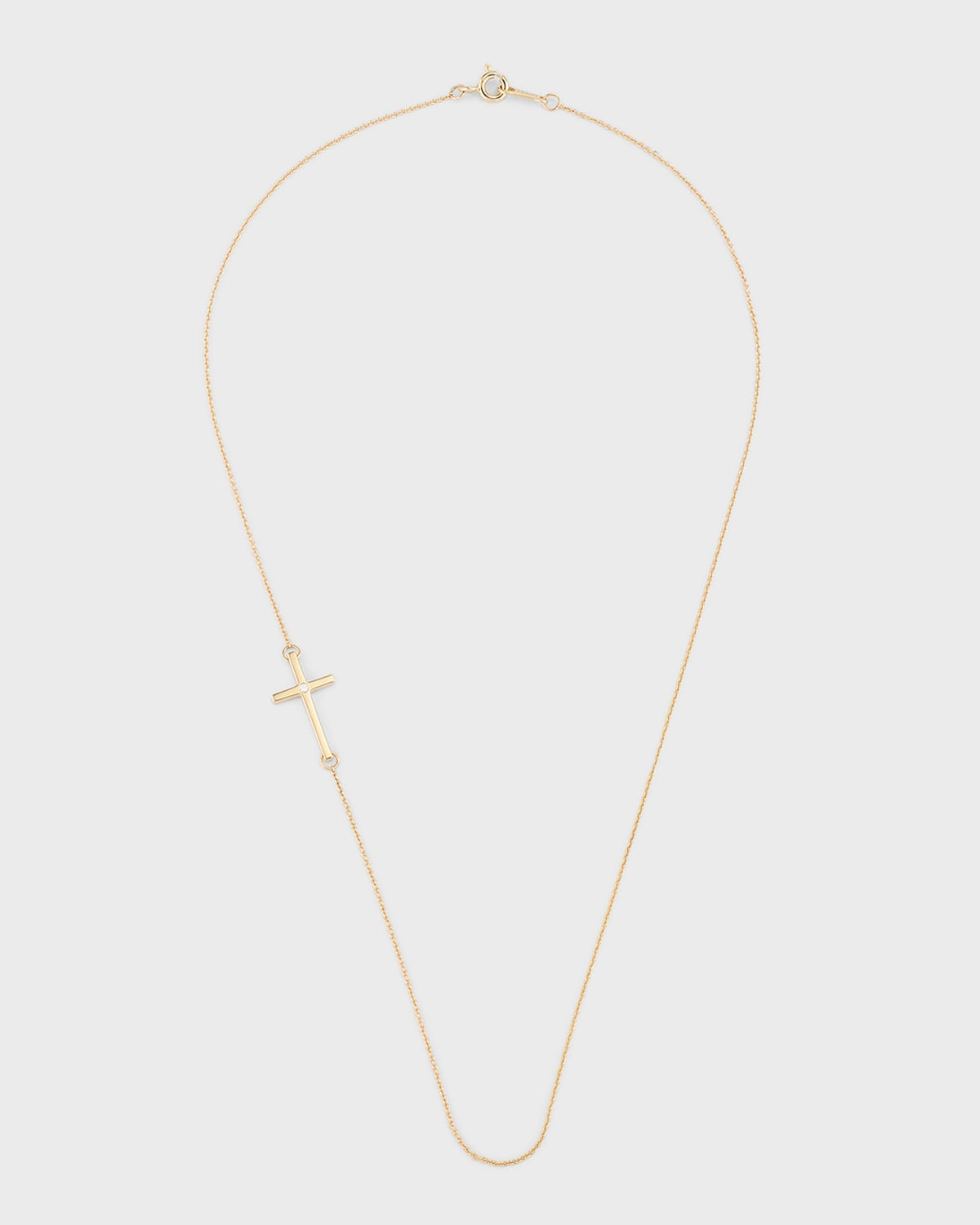 14K Yellow Gold Cross Necklace with One Diamond | Neiman Marcus