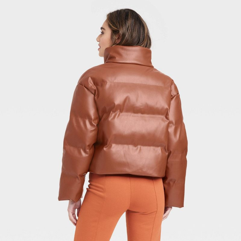 Women's Faux Leather Puffer Jacket - A New Day™ | Target