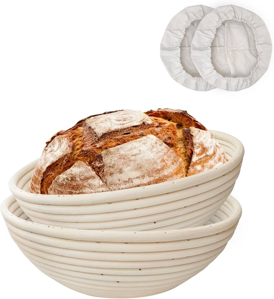 2 Pack 10 inch Round Banneton Proofing Basket Set,YEESON Sourdough Bread Proofing Basket Baking D... | Amazon (CA)