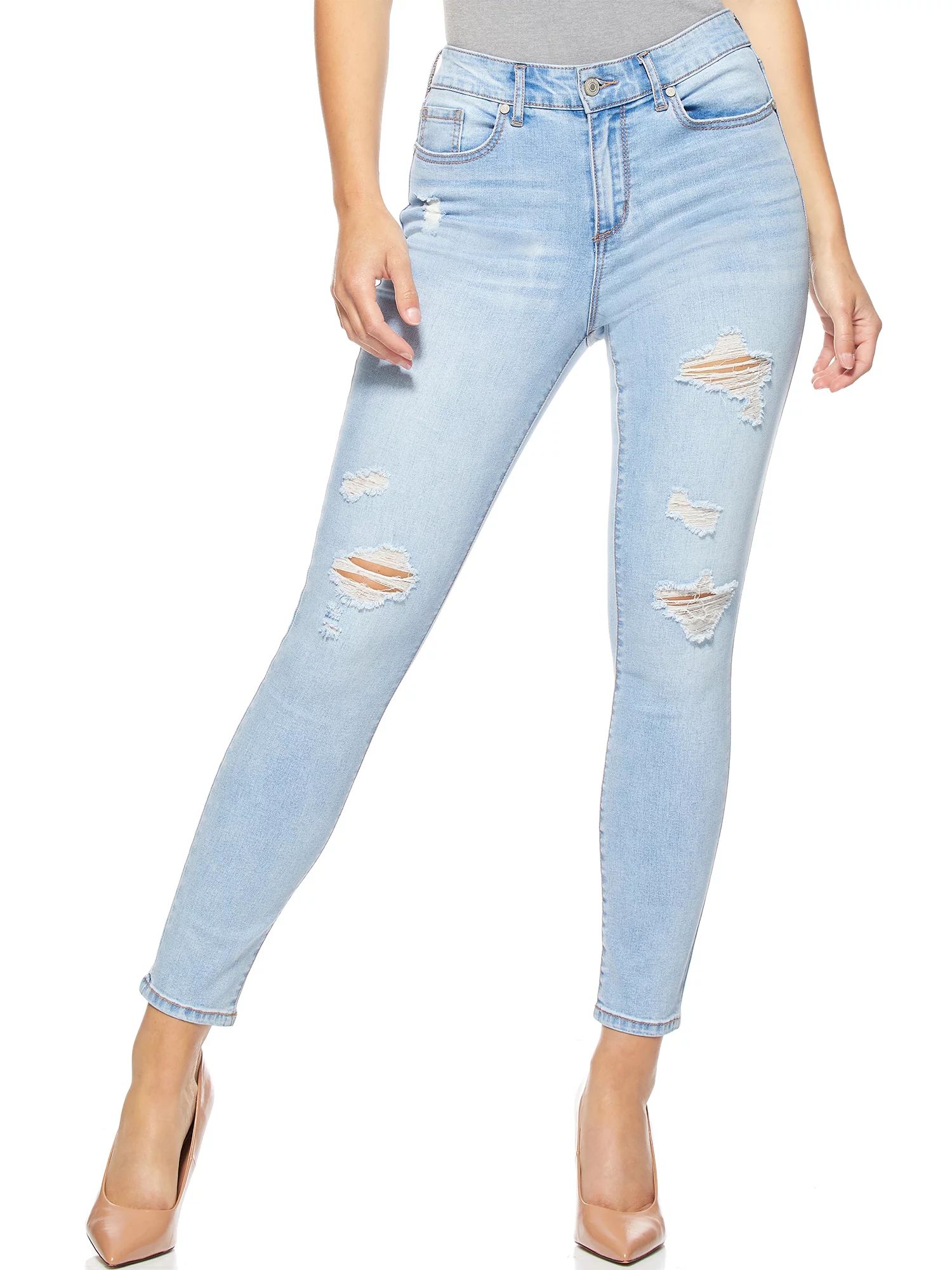 Sofia Jeans by Sofia Vergara Women's Rosa Curvy Ripped High-Rise Ankle Jeans | Walmart (US)