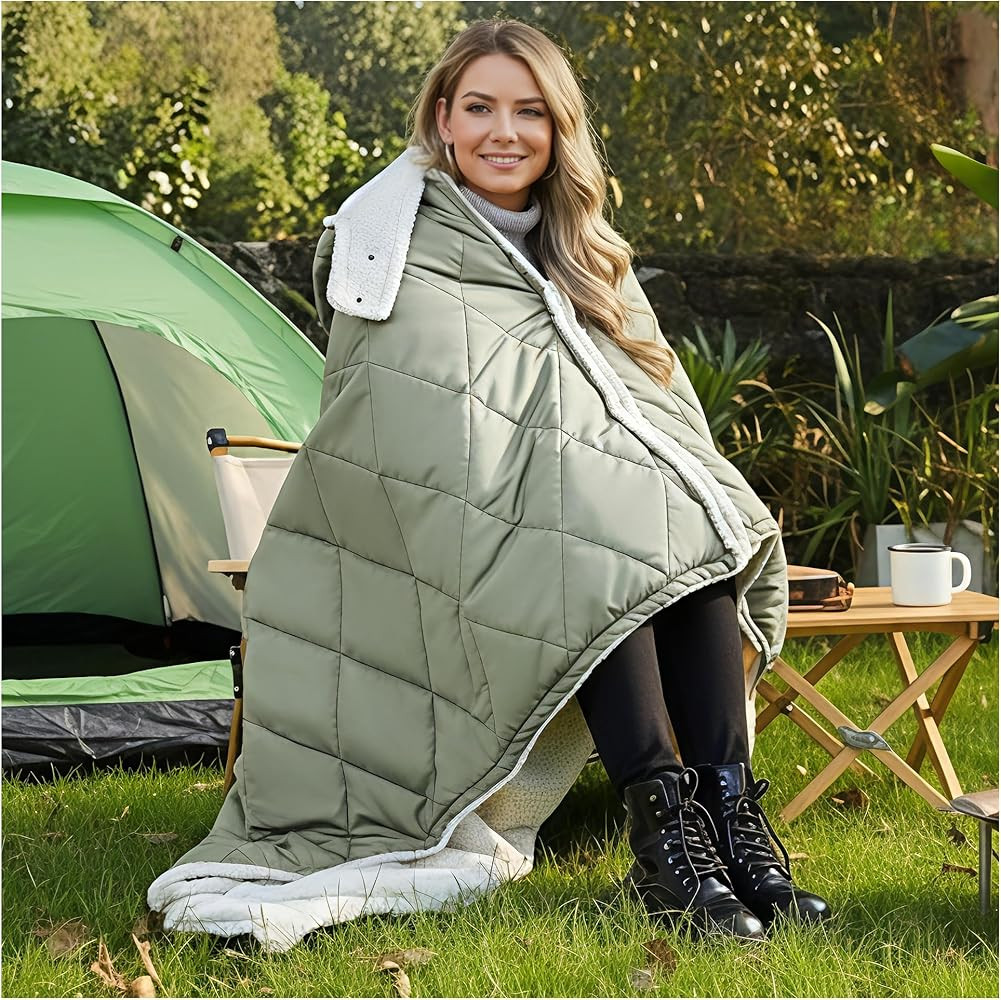 Heated Blanket Battery Operated, Portable Heat Shawl Throw,Heating Outdoor Camping Blanket Hoodie | Amazon (US)