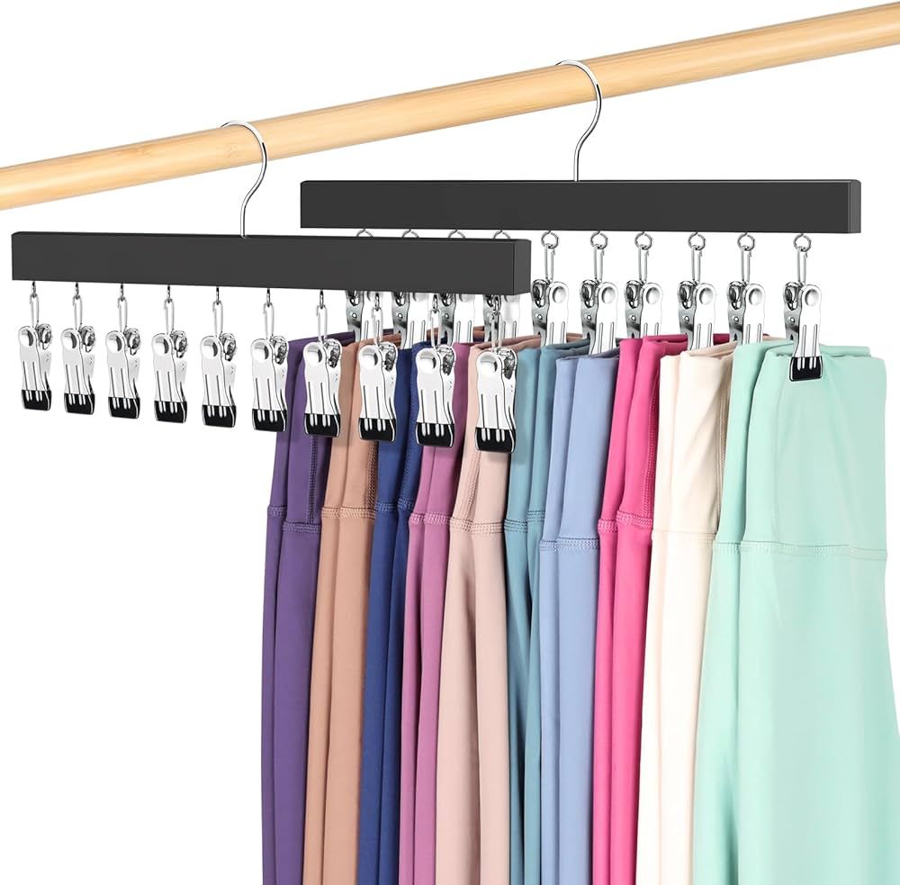 Legging Organizer for Closet, Pants Hangers with Clips Holds 20 Leggings, Jeans, Hats, Shorts, So... | Amazon (US)