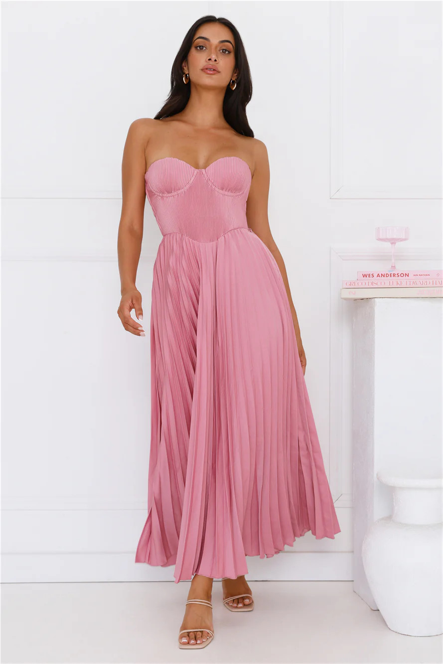Sunflower Serenity Plisse Maxi Dress Plum | Hello Molly (AU)