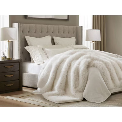 Harbor House Wild Animal Faux Fur Oversized Throw Blanket, Ultra Plush Velvet Back Reversible Smooth and Warm Blanket, Polar Bear, 60x80" | Target