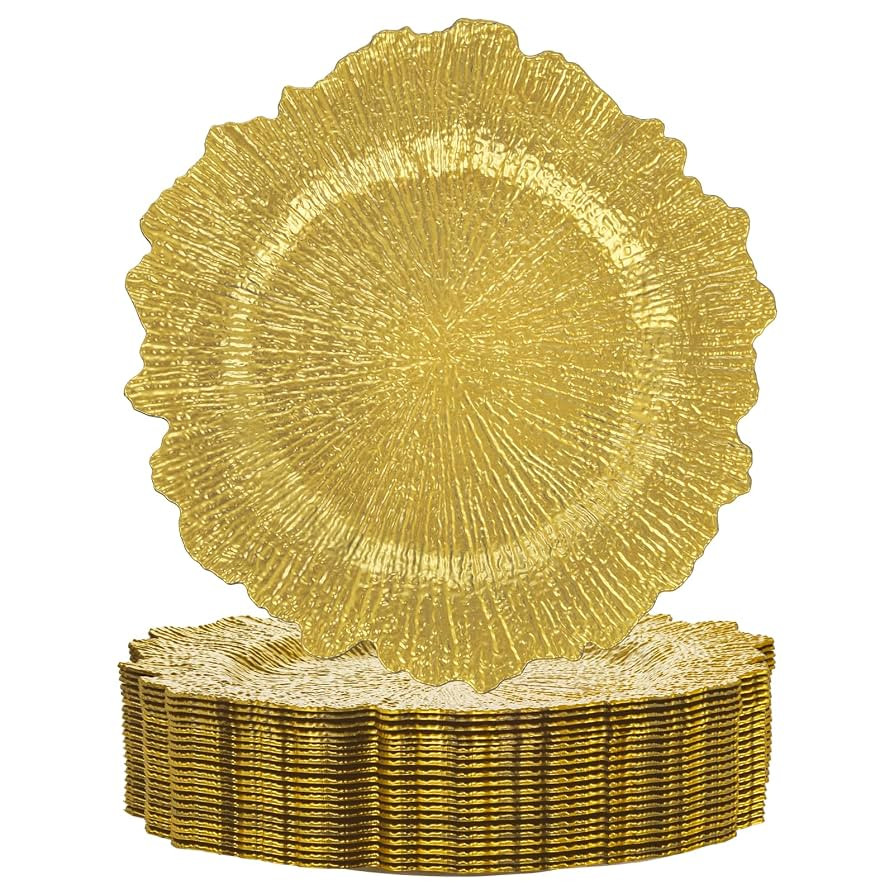 supernal 20pcs Gold Reef Charger Plates,Gold Chargers For Dinner Plates With Flora Reef Design,13... | Amazon (US)