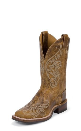 Justin Boots Women's U.S.A. Bent Rail Collection 11" Boot Wide Square Double Stitch Toe Performance Rubber Outsole,Tan Damiana,6.5 B US | Amazon (US)