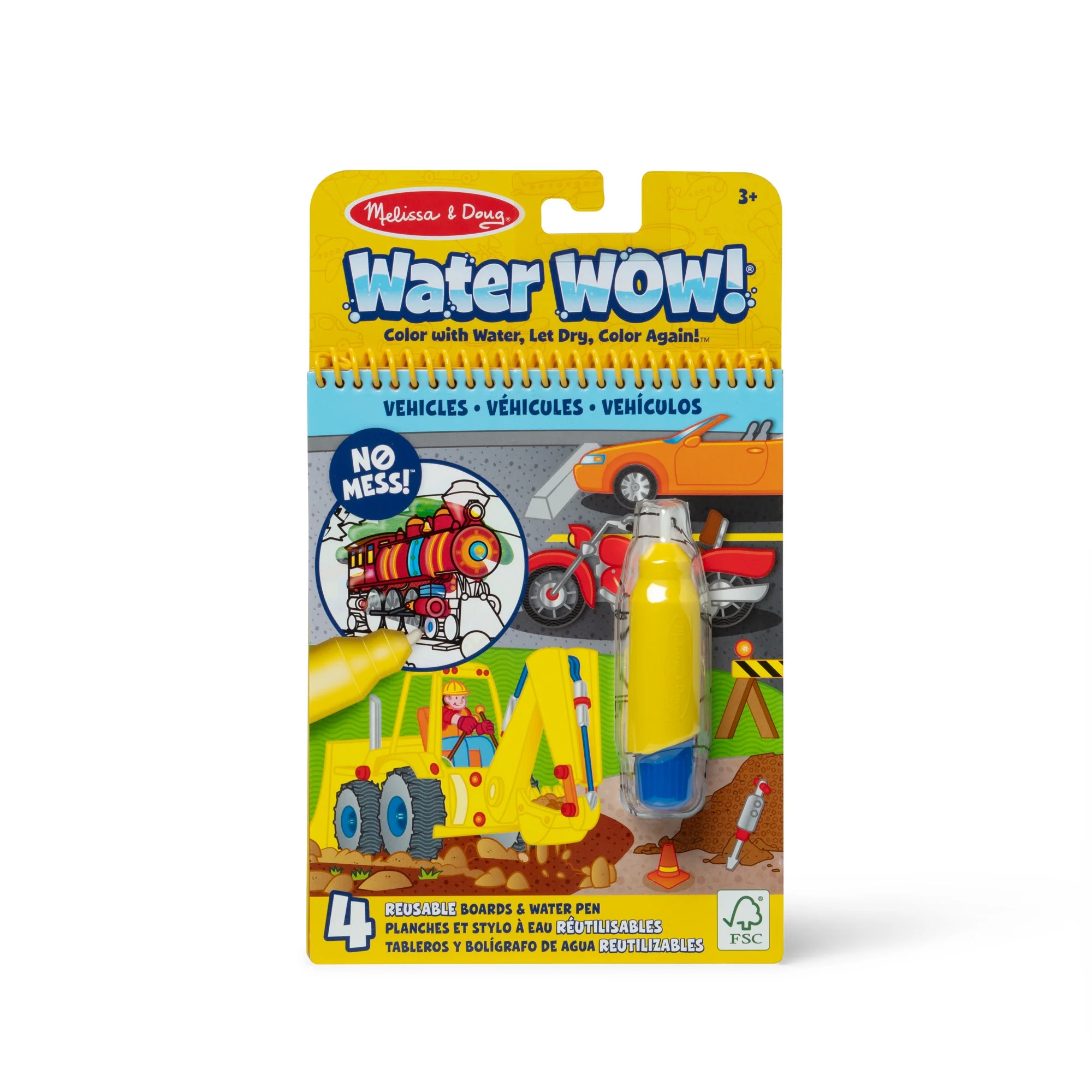 Melissa & Doug On the Go Water Wow! Reusable Water-Reveal Activity Pad - Vehicles - FSC Certified | Walmart (US)