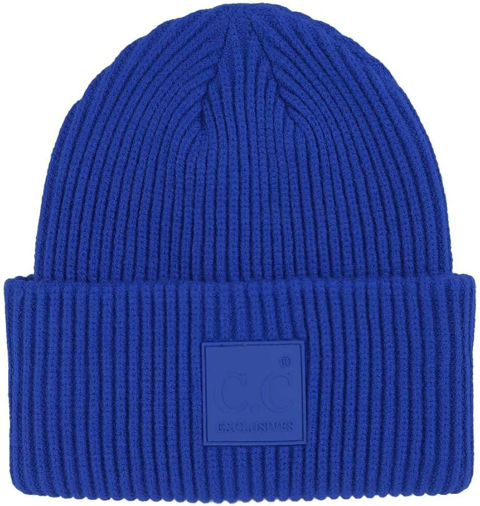 C.C Unisex Winter Thick Knit Plain Cuff Skull Cap Beanie Hat | Amazon (US)