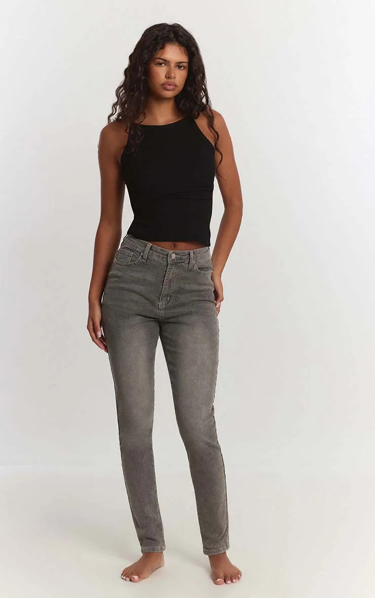 Light Grey High Waist 5 Pocket Skinny Jean | PrettyLittleThing US