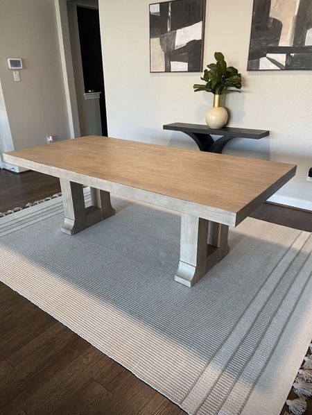 This amazing dining table from Ashley Furniture is beautiful. Rectangle dining table. Light wood.chunky, modern table.wood table. Oversized dining table.. 

#LTKhome #LTKSpringSale #LTKfamily