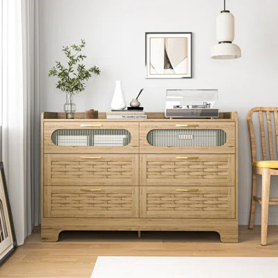Wood 6 Drawer Dresser For Bedroom, Large Double Dresser With Wide Drawers, Modern Chest Of Drawers,Storage Organizer Dresser,Nursery Dresser,For Livin | Wayfair North America