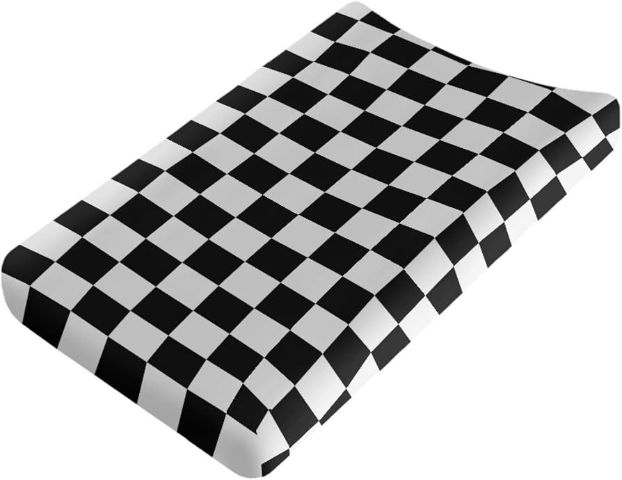 Black and White Checkered Changing Pad Cover for Baby Girls Boys Cartoon Breathable Diaper Change... | Amazon (US)