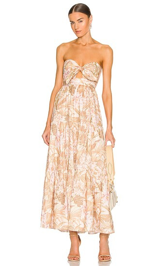 Andie Tie Front Dress in Sepia Floral | Revolve Clothing (Global)