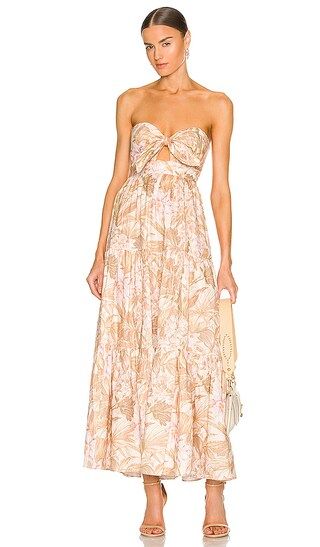 Andie Tie Front Dress in Sepia Floral | Revolve Clothing (Global)