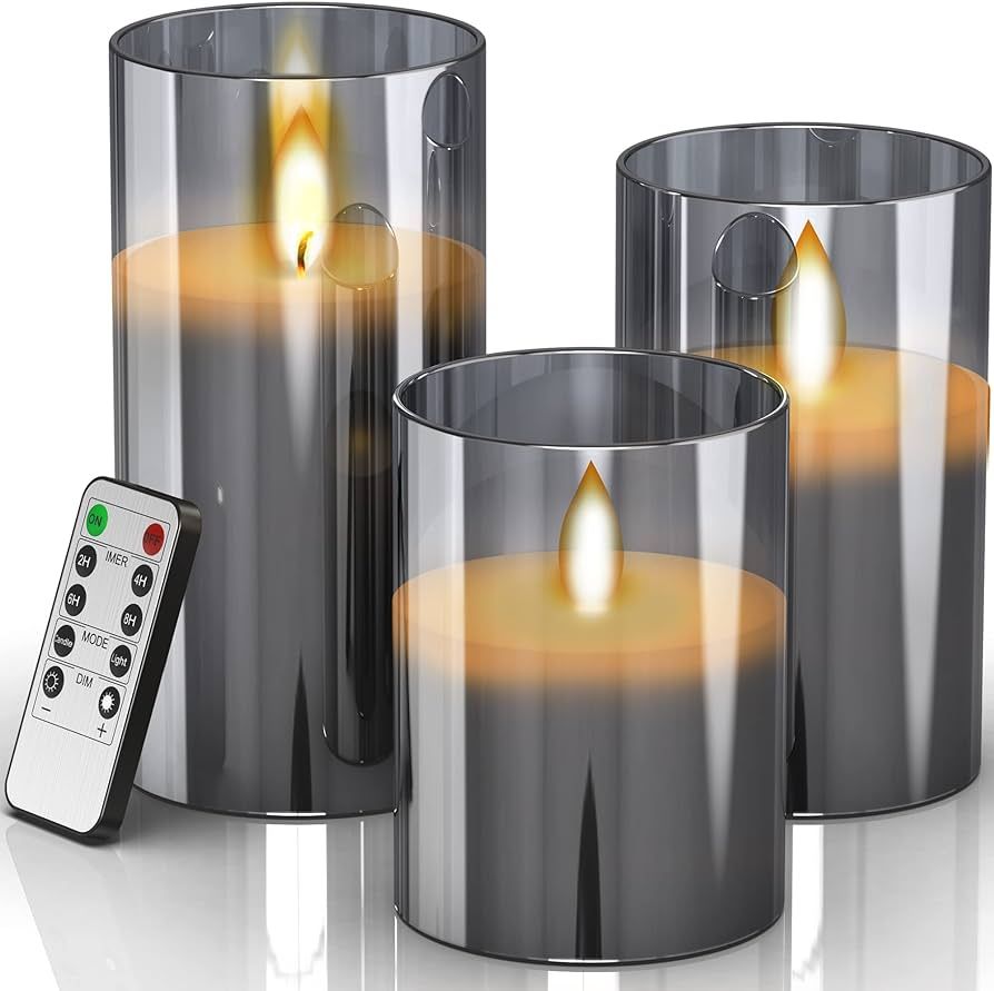 VASTPOWER Flameless Led Candles Flickering with Remote, Plexiglass LED Candles Candles Pack of 3 ... | Amazon (US)