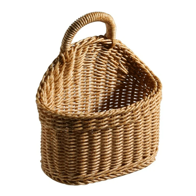 Woven Wicker Hanging Wall Storage Basket for Flowers Essentials, Decorative Boho Mounted Organize... | Walmart (US)