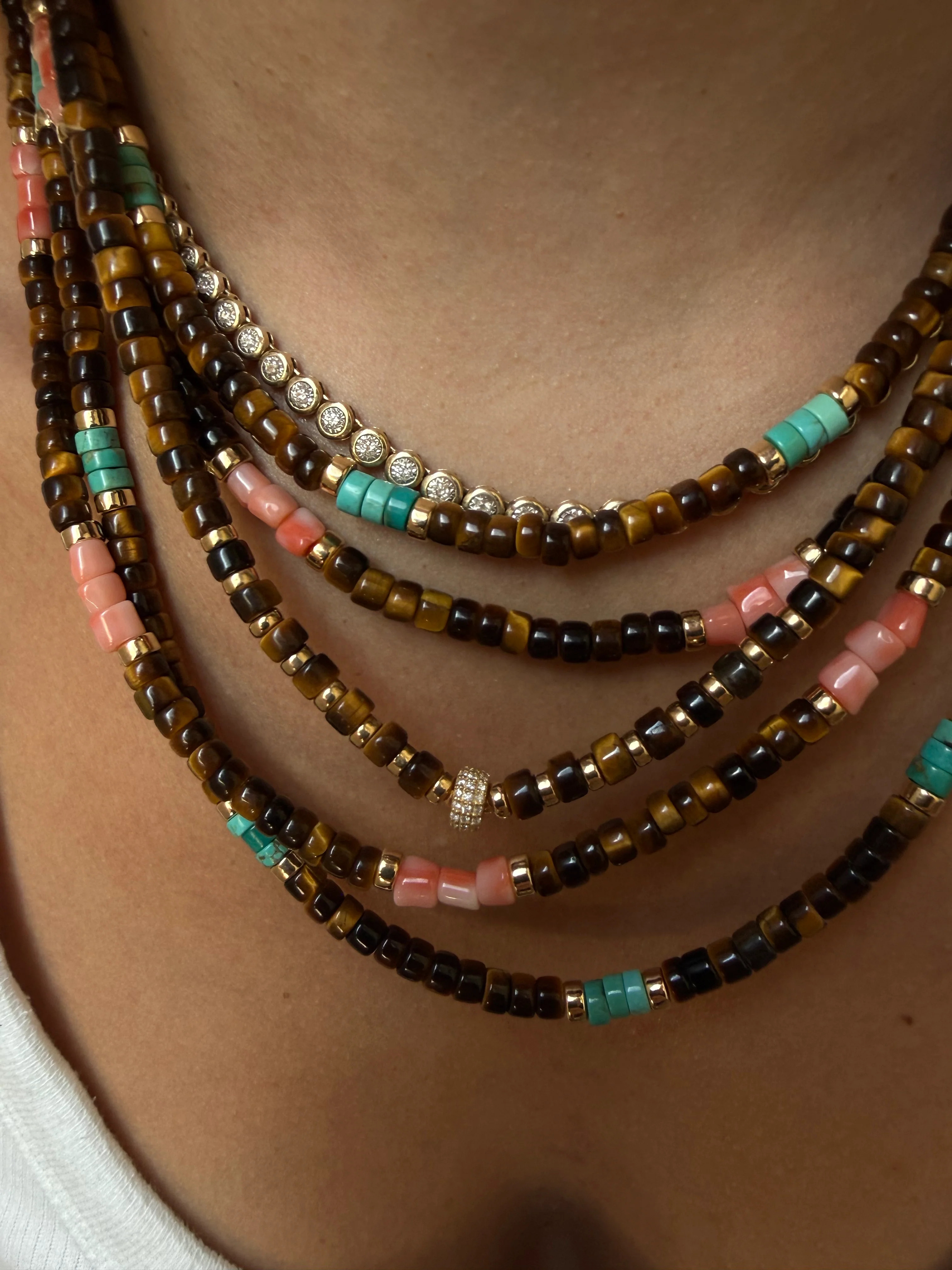 TIGERS EYE &amp; CORAL OR TURQUOISE NECKLACES – SHAKTI | SHAKTI JEWELRY