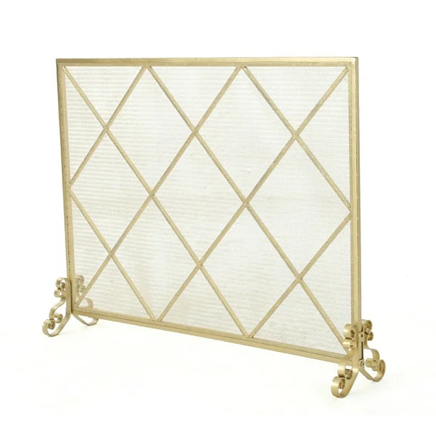 GDF Studio Hayden Single Panel Iron Fire Screen, Gold | Walmart (US)