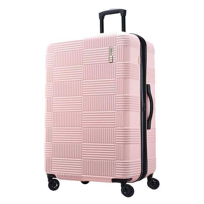 American Tourister  Checkered Hardside Spinner Suitcase - Flamingo Pink | Target
