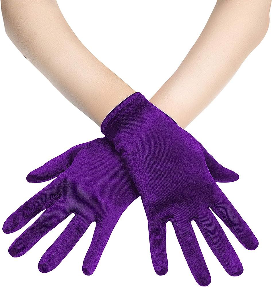 BABEYOND Short Opera Satin Gloves Wrist Banquet Gloves Tea Party Dancing Gloves | Amazon (US)