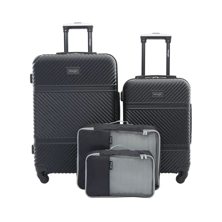 Wrangler 4 Pc Hardside Spinner Luggage Set with 20" & 25" Suitcases and Packing Cubes, Black - Wa... | Walmart (US)