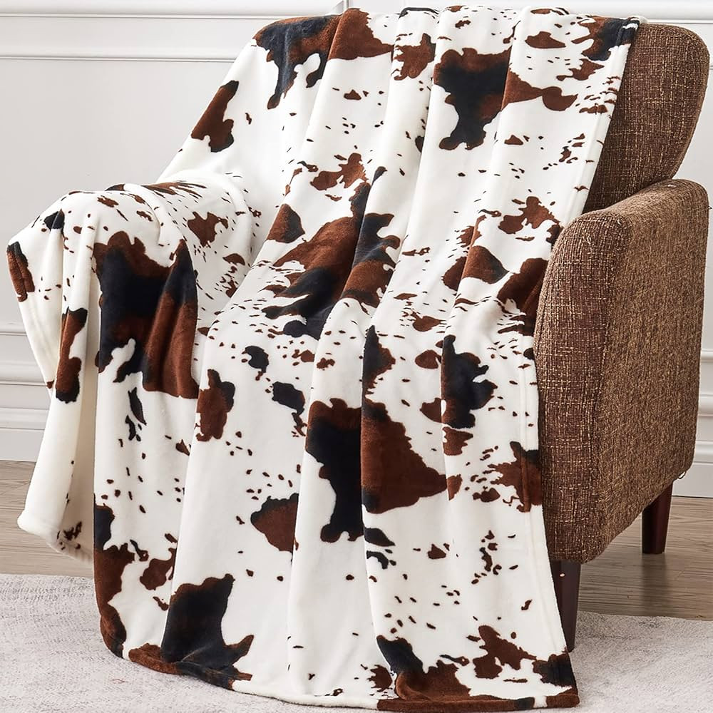 Soft Cow Print Blanket, Ultra Cozy Cow Throw Blanket for Couch Bed and Travel, Cow Decor Throw Bl... | Amazon (US)