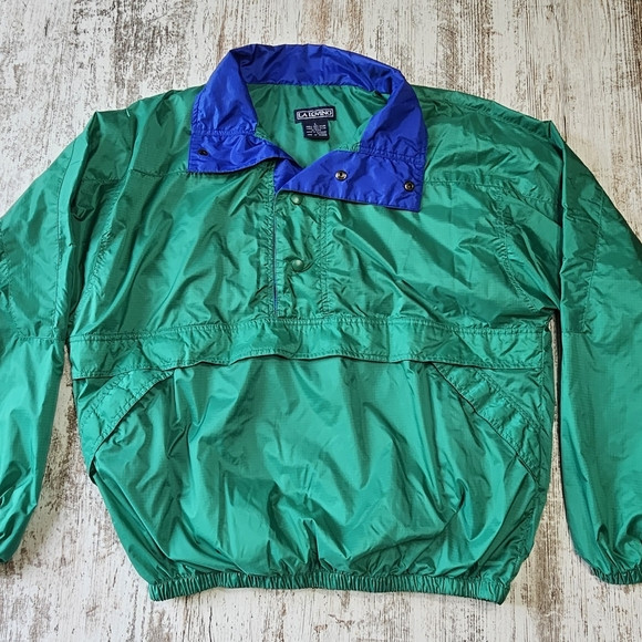 Vintage LA Loving Windbreaker Jacket Size Large Green & Blue Pullover Retro | Poshmark
