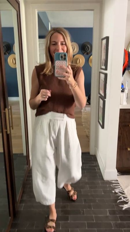 Obsessed with these cropped white trousers for summer. Tts. Laura wearing a small. 

#LTKStyleTip #LTKOver40 #LTKSeasonal