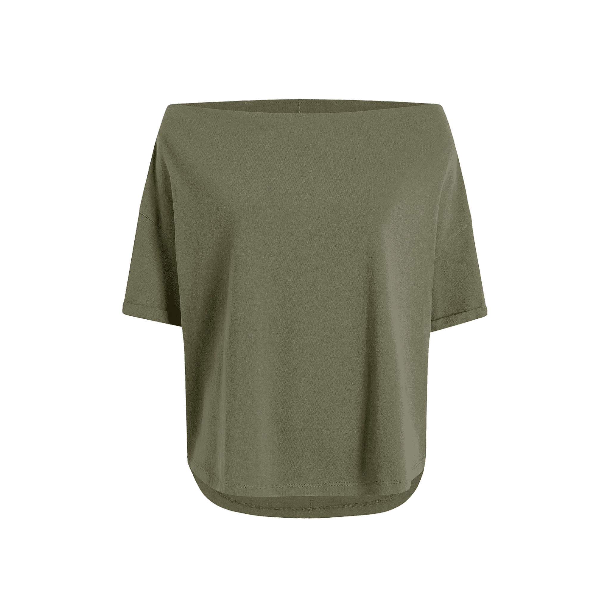Vintage Cotton Off The Shoulder T-Shirt | Olive | Nuuds US