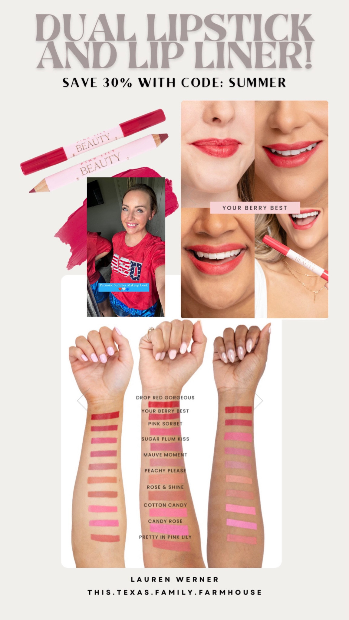 This double dual ended lipstick and lip liner is such a great product! It is long lasting and nourishing to the lips. “Your Berry Best” is a great Red shade that compliments any skin tone - perfect shade for those summer patriotic holidays! 

Code - SUMMER saves you 30% off this weekend! 

#LTKBeauty #LTKFindsUnder50 #LTKSaleAlert