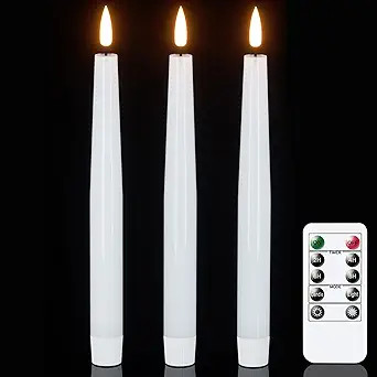 GenSwin Flameless Taper Candles with Remote, White LED Taper Candles Battery Operated, Real Wax F... | Amazon (US)