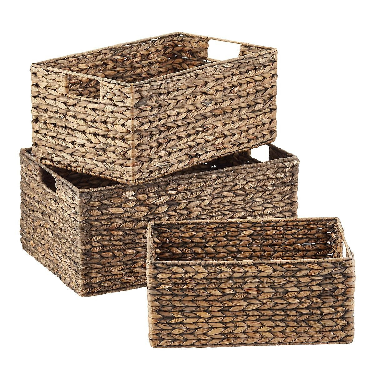 Mocha Water Hyacinth Bins Set of 3 | The Container Store